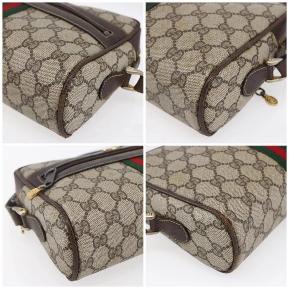 GUCCI GG Supreme Web Sherry Line Shoulder Bag PVC Beige Gold 010 378 Auth 150379 - Picture 16 of 16